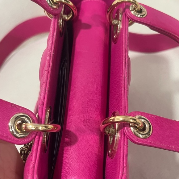 Lady Dior Pink Small Quilted with gold tone hardware pins strap - Picture 7 of 10